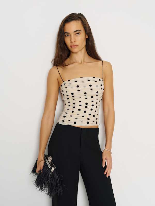 Amber Top - Cream And Black Dot